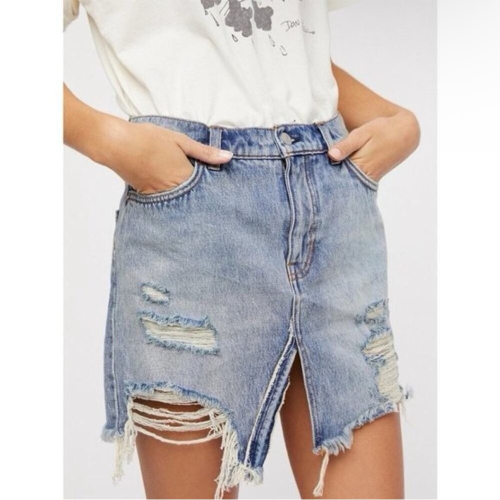 We‎ the Free Relaxed & Destroyed Denim Skirt